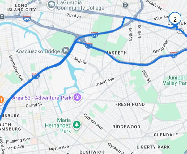 A two-stop route on the map in the ScrollEngine dashboard